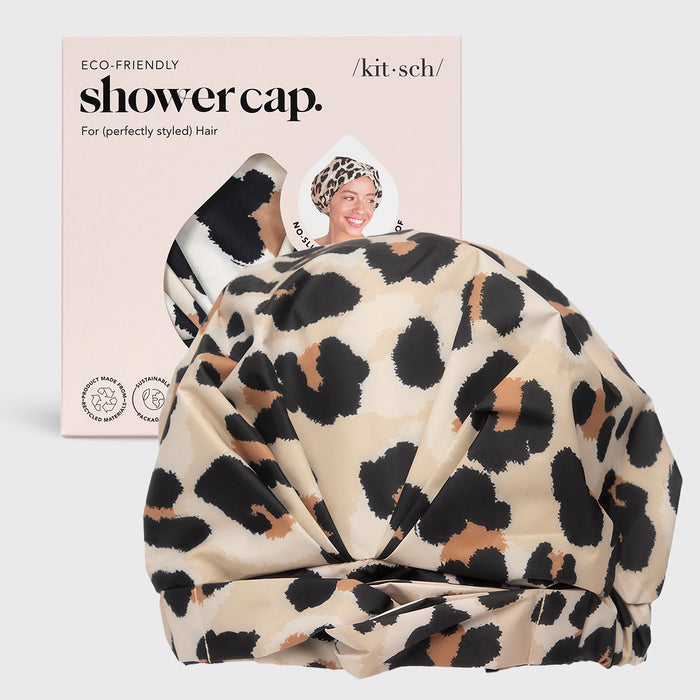 Recycled Polyester Luxe Shower Cap - Leopard