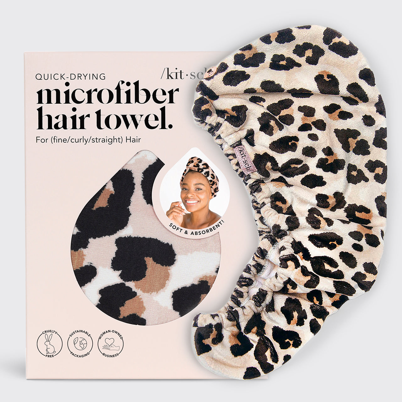 Toalha de cabelo de microfibra em leopardo