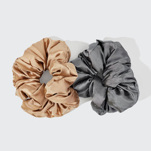 Satin Sleep Pillow Scrunchies - Charcoal/Gold