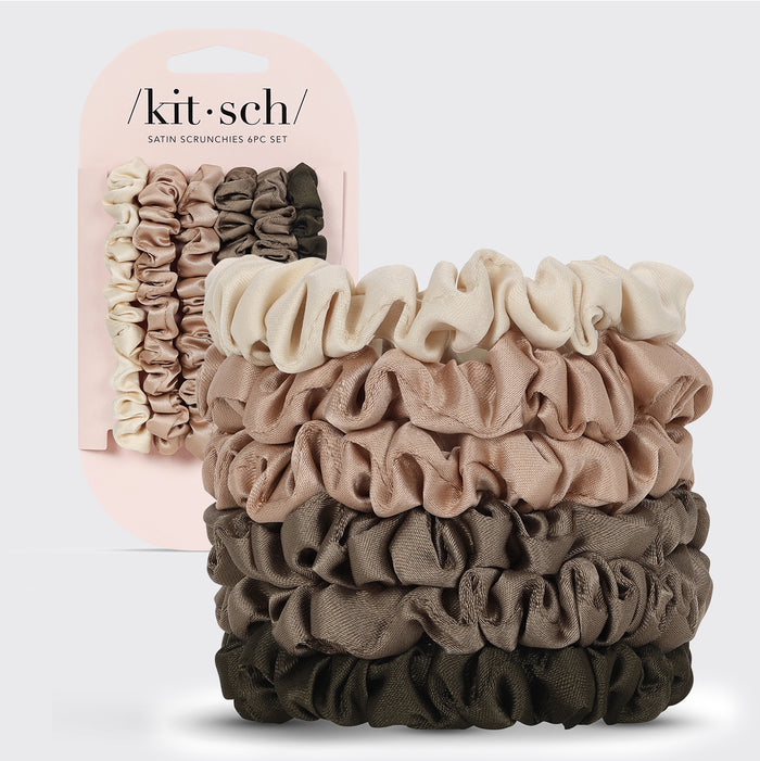 Ultra Petite Satin Scrunchies 6pc - Eucalipto