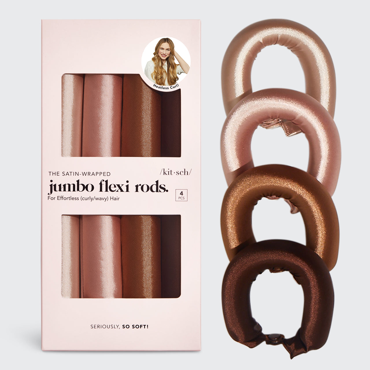 Satin Jumbo Flexi Rods 4 Stück – Palisander