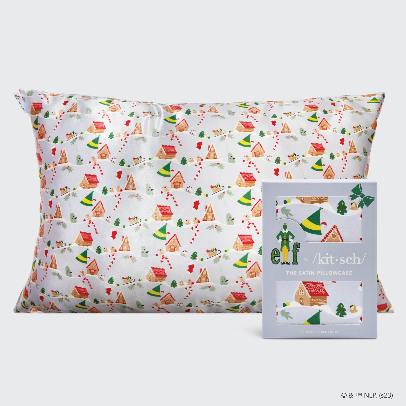 Kitsch x elf Satin Pillowcase - Periwinkle Christmas