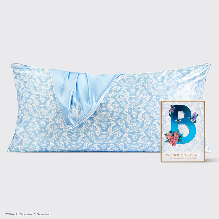 Kitsch x Bridgerton King Satin Pillowcase - Toile De Blue