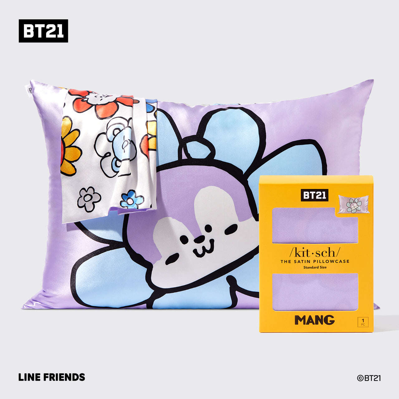 Fronha de cetim BT21 encontra Kitsch - MANG