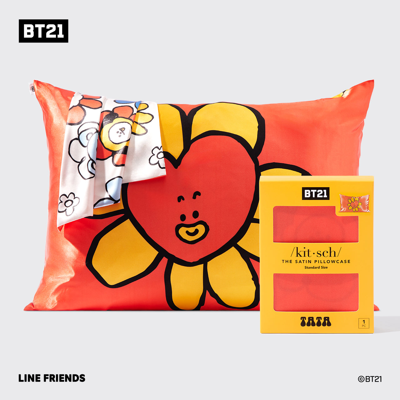 BT21 x Kitsch Funda de almohada de satén - TATA