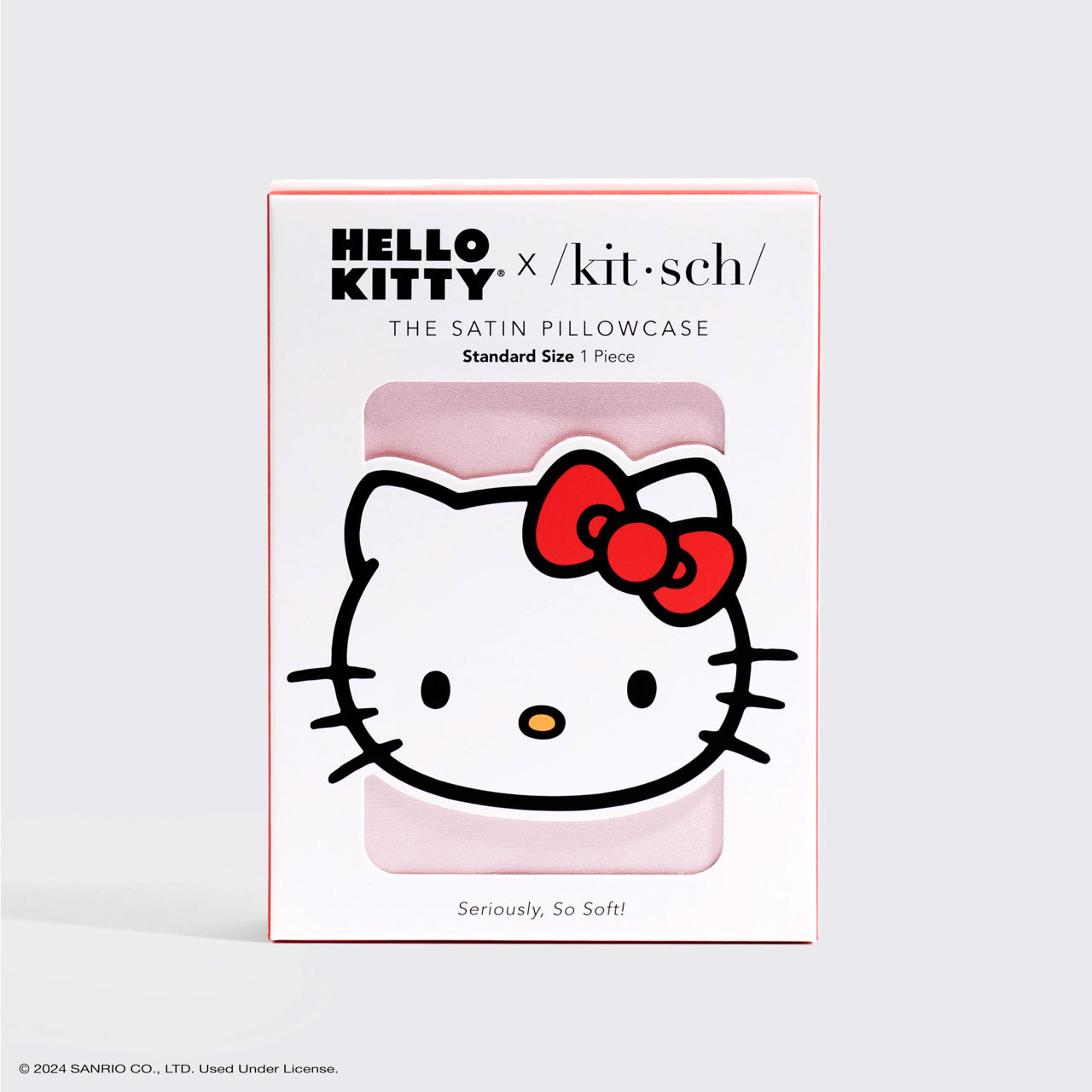 Hello Kitty x Kitsch Satin Kopfkissenbezug - Solid Pink Hello Kitty Gesicht