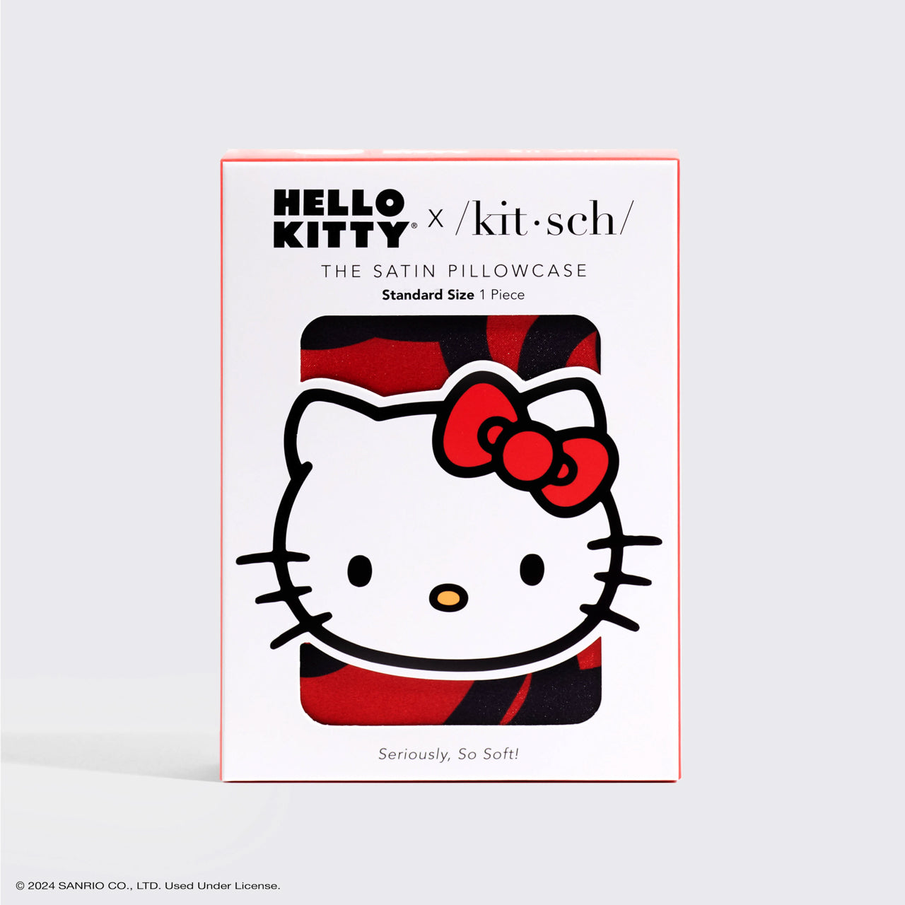 Hello Kitty x Kitsch Funda de almohada de satén - Hello Kitty se baña en un mar de lazos