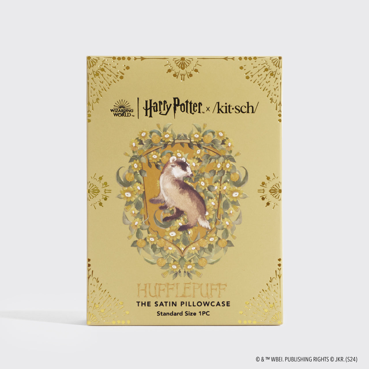 Fronha de Almofada Harry Potter x Kitsch Satin Standard - Hufflepuff