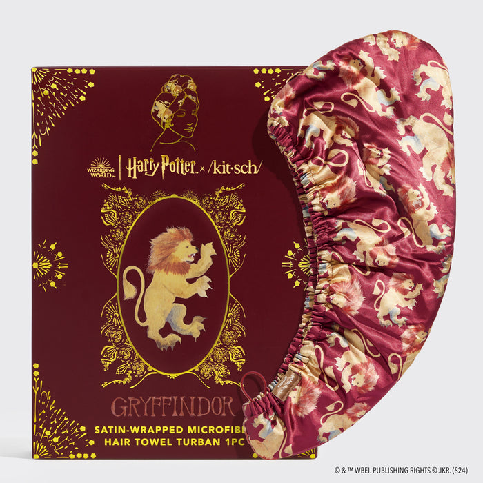 Toalha de cabelo enrolada em cetim Harry Potter x Kitsch - Gryffindor