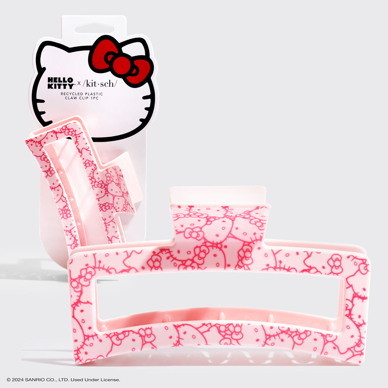 Hello Kitty x Kitsch Recyceltes Plastik Jumbo Offene Form Kralle Clip 1pc - Rosa Hello Kitty Gesichter